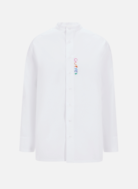 Embroidered cotton message shirt WhiteGUNTHER 