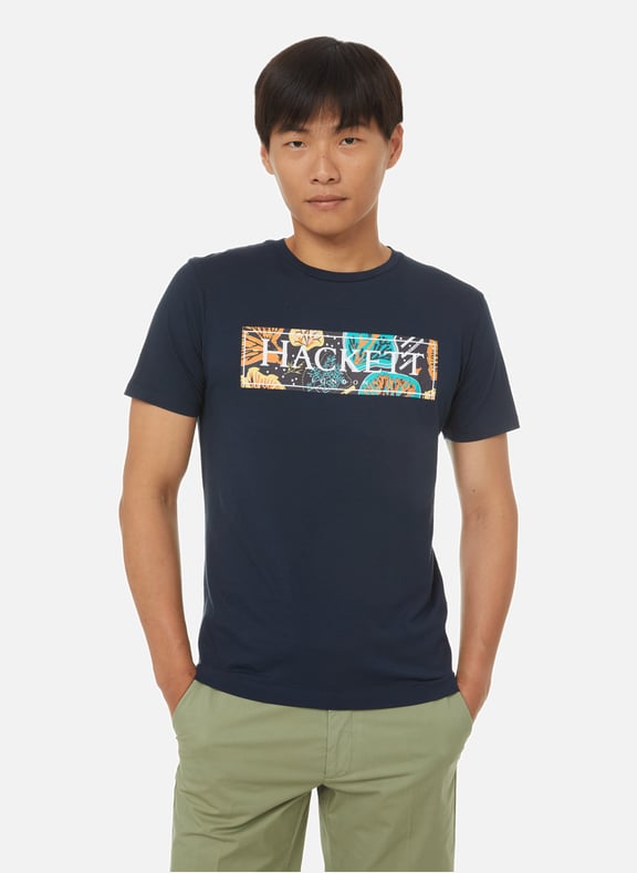 T-shirt à imprimé en coton Bleu by HACKETT HACKETT T-shirt à imprimé en coton Bleu