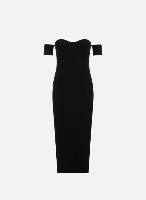 فستان متوسط ​​الطول محبوك باللون الأسود من HELMUT LANG 