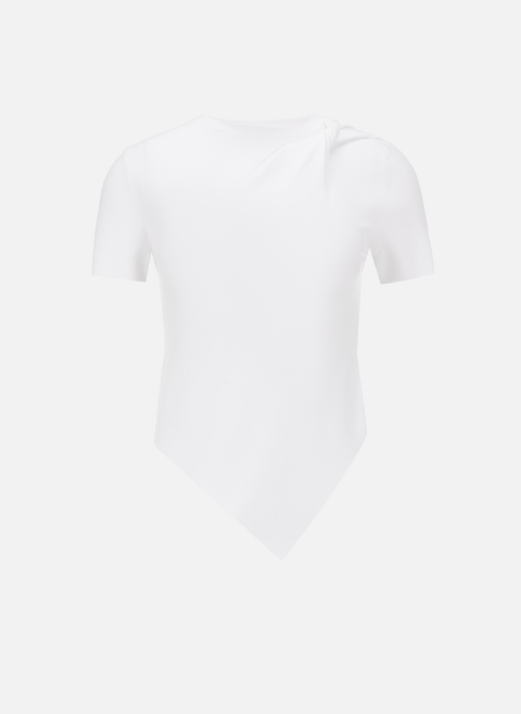 Asymmetrisches Strick-T-Shirt WeißHELMUT LANG 
