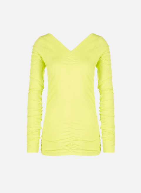 Long-sleeved t-shirt with elasticated gathers YellowHELMUT LANG 