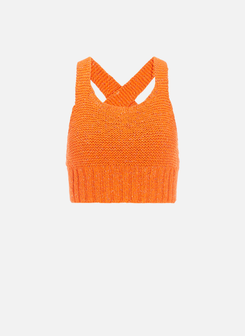 Top cropped en maille RougeHELMUT LANG 