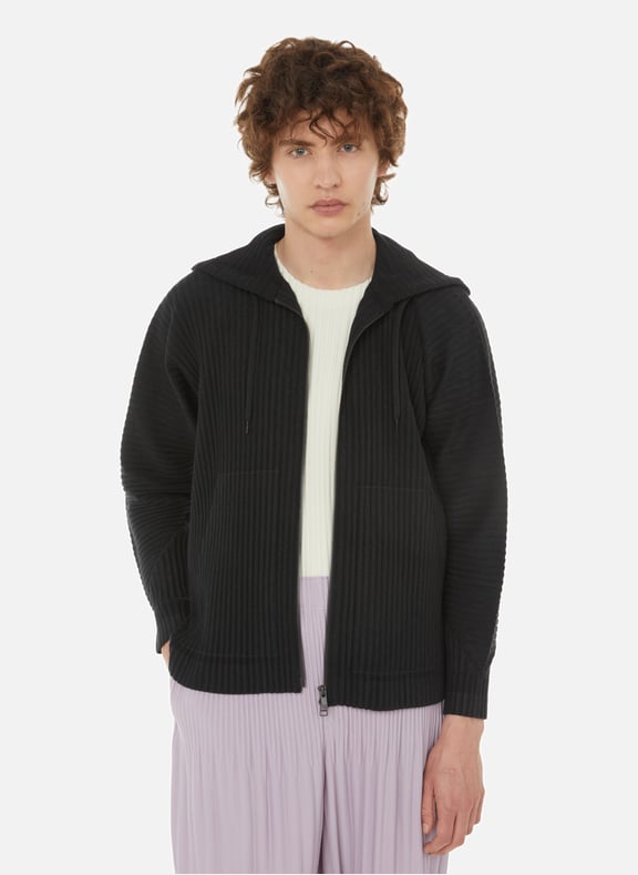 Hoodie oversize plissé en coton mélangé Noir by HOMME PLISSE ISSEY MIYAKE HOMME PLISSE ISSEY MIYAKE Hoodie oversize plissé en coton mélangé Noir