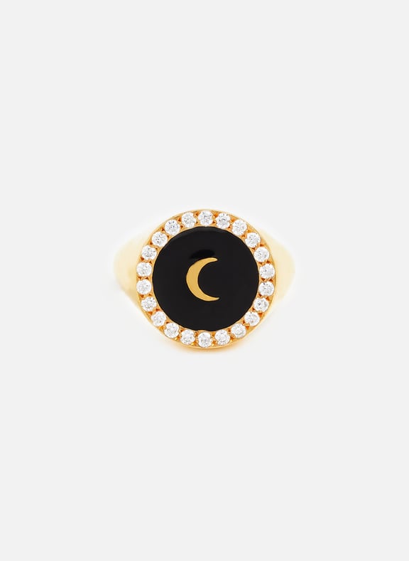 Bague motif lune et strass Noir by EYE M - ILEANA MAKRI EYE M - ILEANA MAKRI Bague motif lune et strass Noir