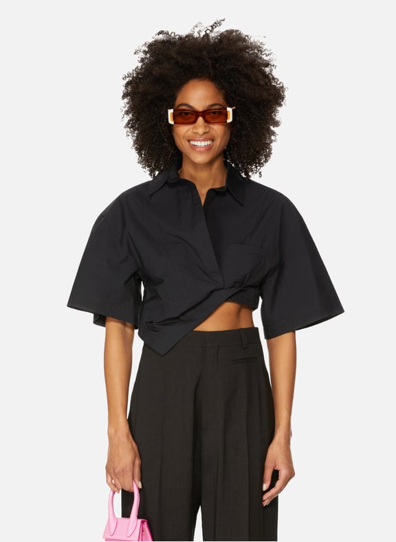 La chemise Capri en coton mélangé Noir by JACQUEMUS JACQUEMUS La chemise Capri en coton mélangé Noir