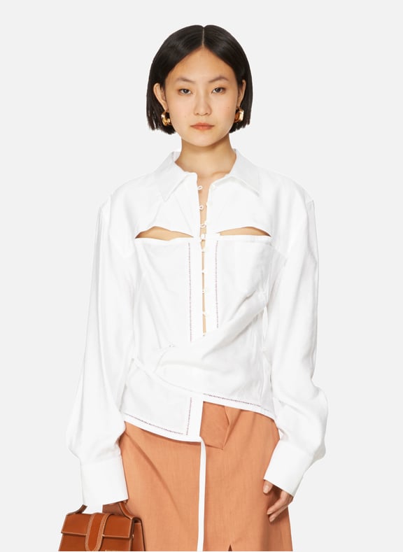 La chemise Nappe en viscose mélangée Blanc by JACQUEMUS JACQUEMUS La chemise Nappe en viscose mélangée Blanc