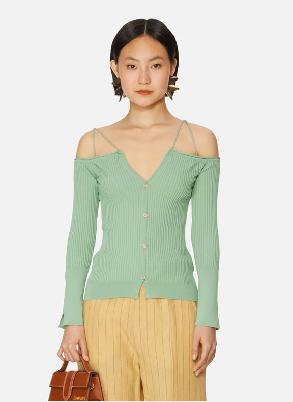 Le cardigan Tordu en viscose mélangée Vert by JACQUEMUS JACQUEMUS Le cardigan Tordu en viscose mélangée Vert