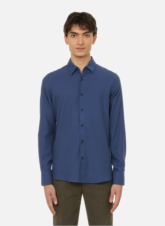 Chemise en coton et laine Bleu by JAGVI RIVE GAUCHE JAGVI RIVE GAUCHE Chemise en coton et laine Bleu