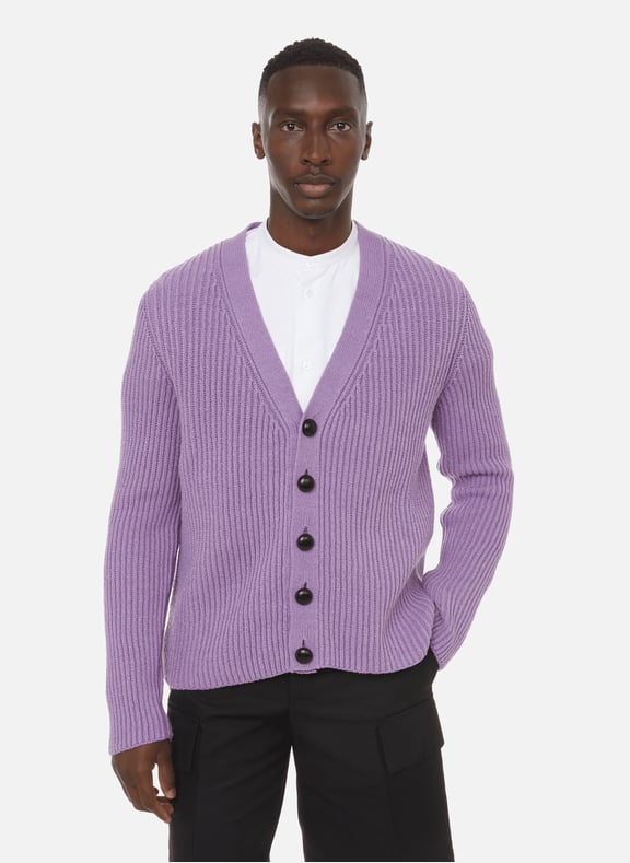 Cardigan oversize en laine et coton Violet by JIL SANDER JIL SANDER Cardigan oversize en laine et coton Violet