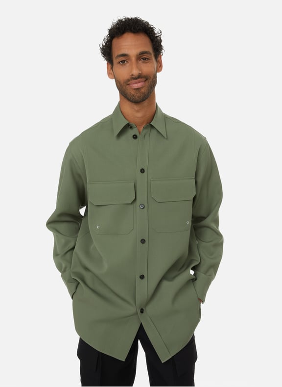 Surchemise en laine Vert by JIL SANDER JIL SANDER Surchemise en laine Vert