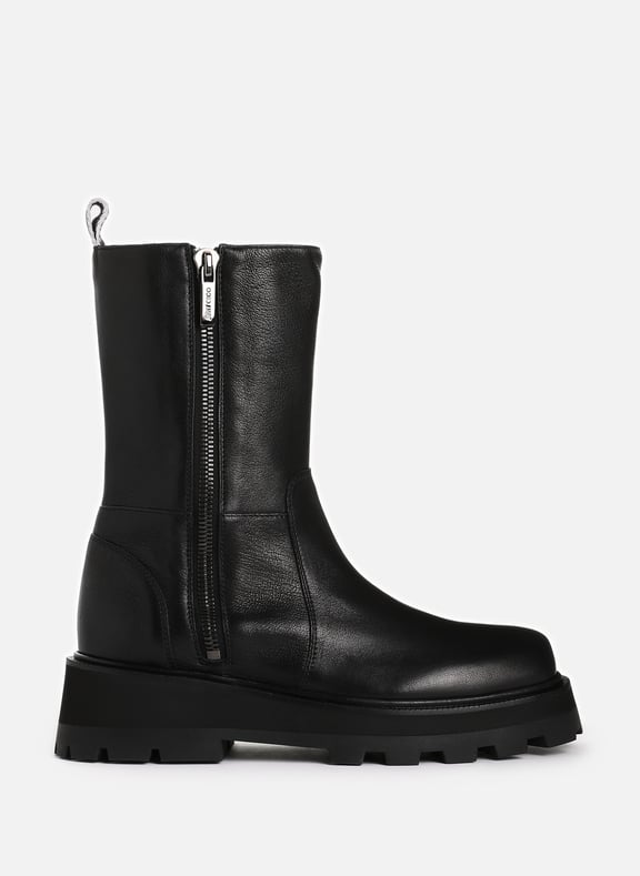 Bottines Bayu Flat en cuir Noir by JIMMY CHOO JIMMY CHOO Bottines Bayu Flat en cuir Noir
