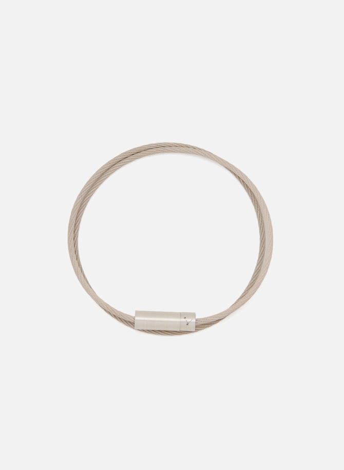 Double wrap cable bracelet 9g in smooth brushed silver LE GRAMME