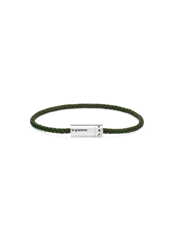 Bracelet câble nato 5g en argent poli Kaki by LE GRAMME LE GRAMME Bracelet câble nato 5g en argent poli Kaki