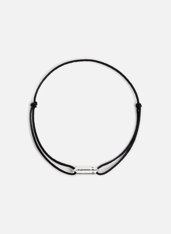 Bracelet cordon capsule 3g en argent brossé Noir by LE GRAMME LE GRAMME Bracelet cordon capsule 3g en argent brossé Noir