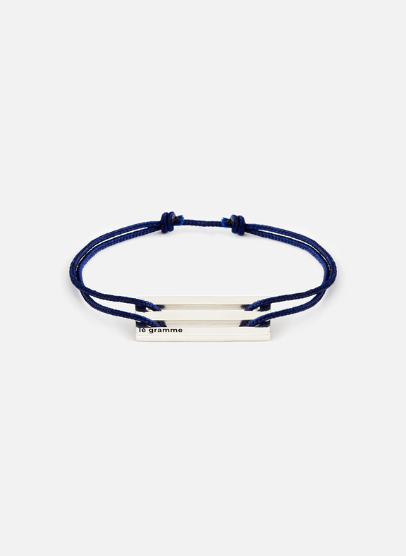 LE GRAMME Bracelet cordon perforé le 2,5g en argent poli Bleu