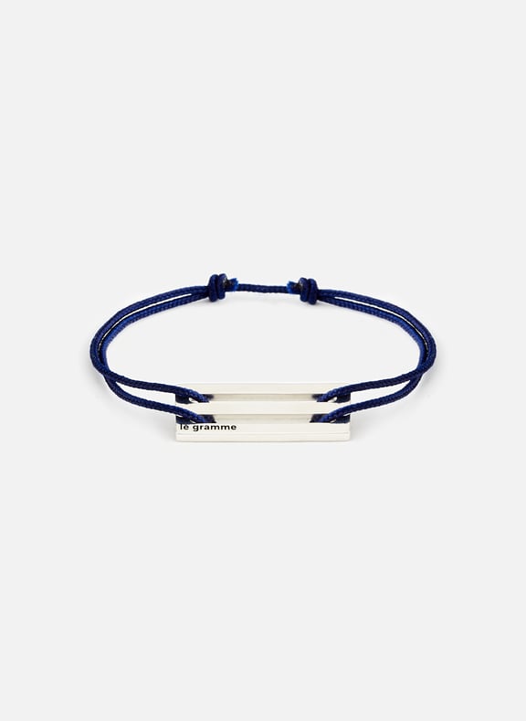 Bracelet cordon perforé le 2,5g en argent poli Bleu by LE GRAMME LE GRAMME Bracelet cordon perforé le 2,5g en argent poli Bleu