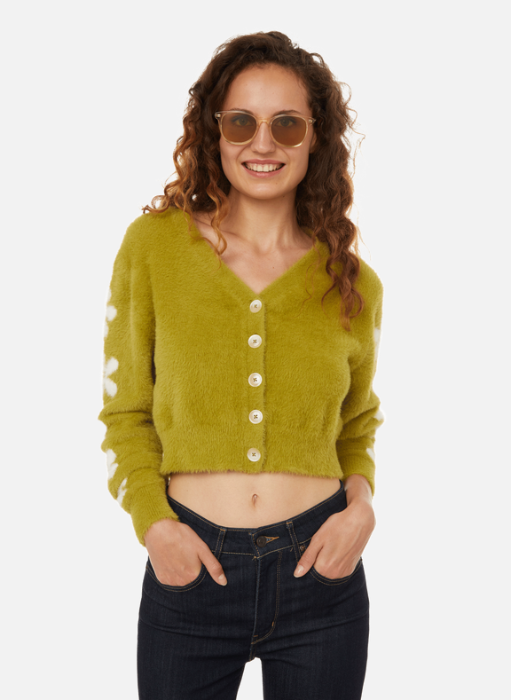 LEVI'S Red Tab Cardigan cropped aspect duveteux Vert
