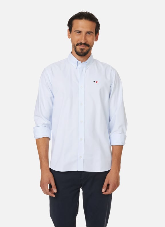 Chemise droite Tricolor Fox Bleu by MAISON KITSUNÉ MAISON KITSUNÉ Chemise droite Tricolor Fox Bleu