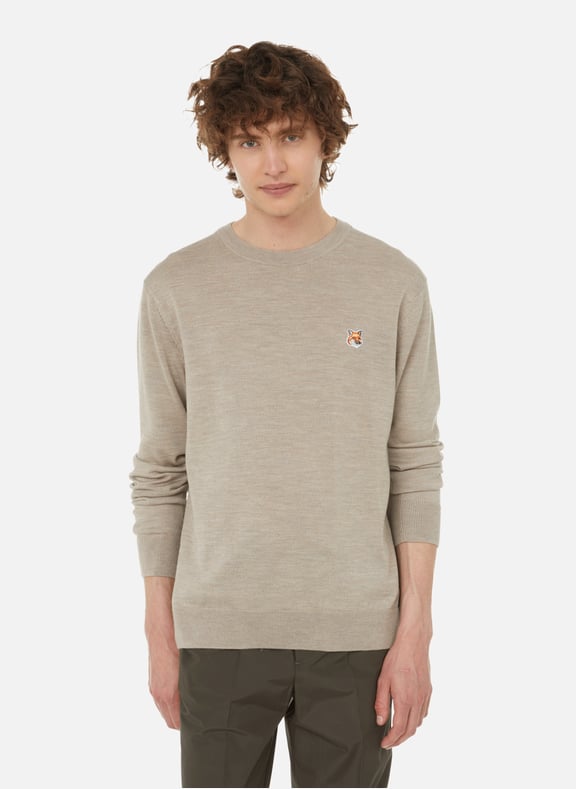 Pull Tête de renard en laine Beige by MAISON KITSUNÉ MAISON KITSUNÉ Pull Tête de renard en laine Beige