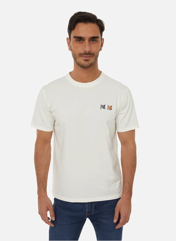 T-shirt Double Fox Head en coton Beige by MAISON KITSUNÉ MAISON KITSUNÉ T-shirt Double Fox Head en coton Beige
