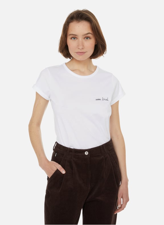 T-shirt Poitou Sooo tired en coton Blanc by MAISON LABICHE MAISON LABICHE T-shirt Poitou Sooo tired en coton Blanc