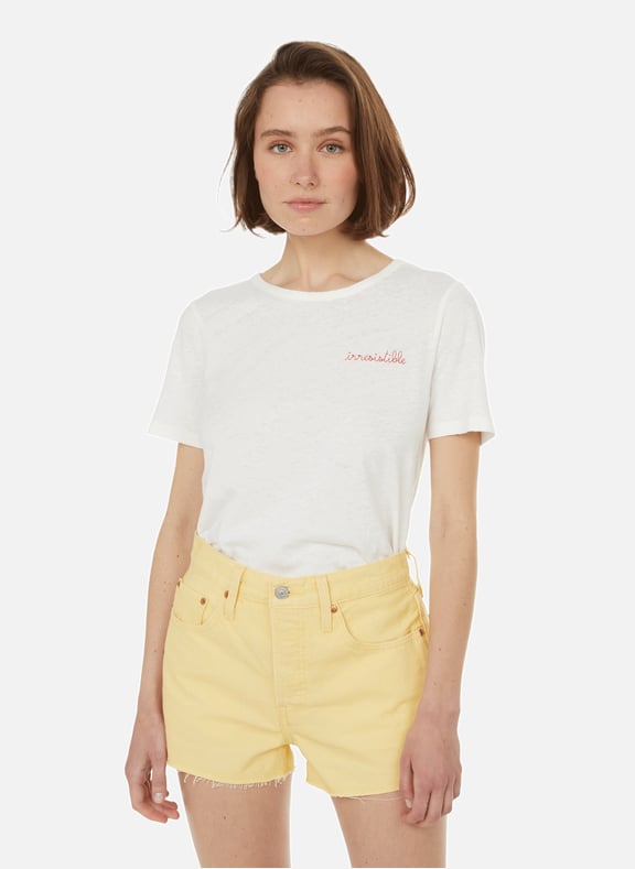 T-shirt Villiers Irresistible en coton et lin Blanc by MAISON LABICHE MAISON LABICHE T-shirt Villiers Irresistible en coton et lin Blanc