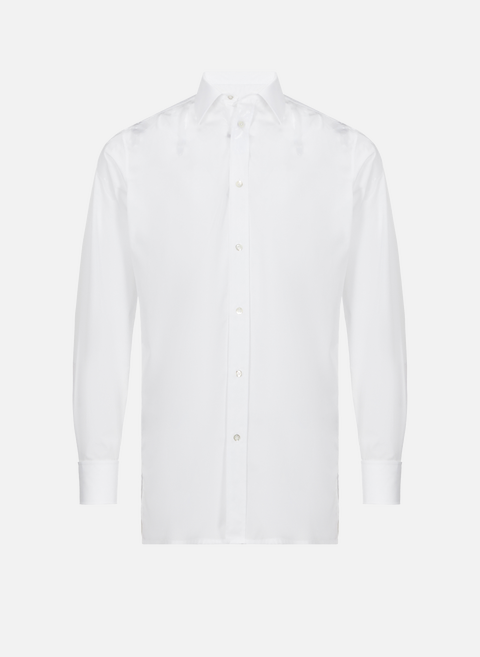 قميص بوبلين قطني بمظهر مبلل باللون الأبيض MAISON MARGIELA 
