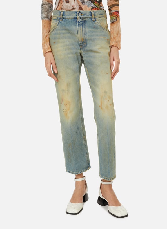 Jean effet top usé femme