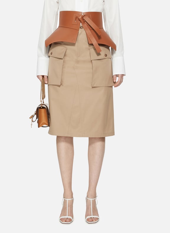 Jupe midi évasée en coton Marron by MAISON MARGIELA MAISON MARGIELA Jupe midi évasée en coton Marron