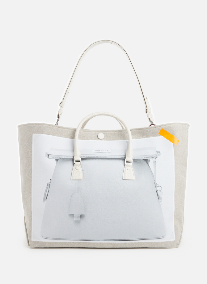 Linen shopping bag with MAISON MARGIELA print