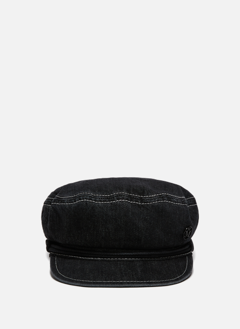 قبعة denim باللون الأسود من MAISON MICHEL 