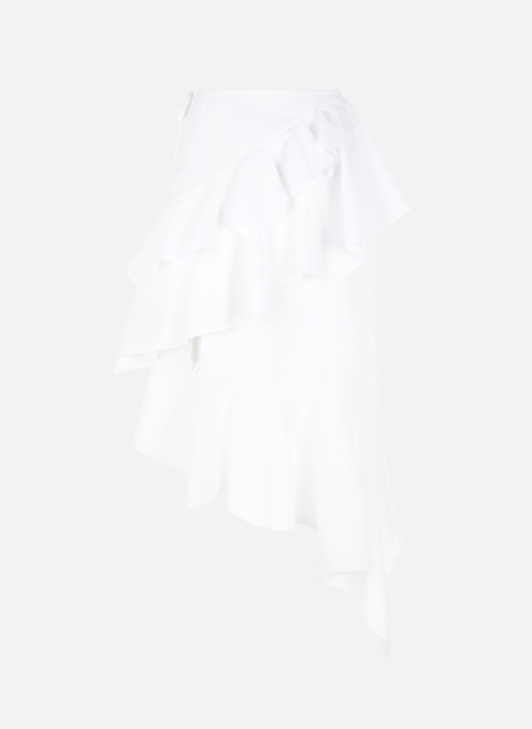 تنورة قطنية غير متماثلة باللون الأبيض MARQUES ALMEIDA 