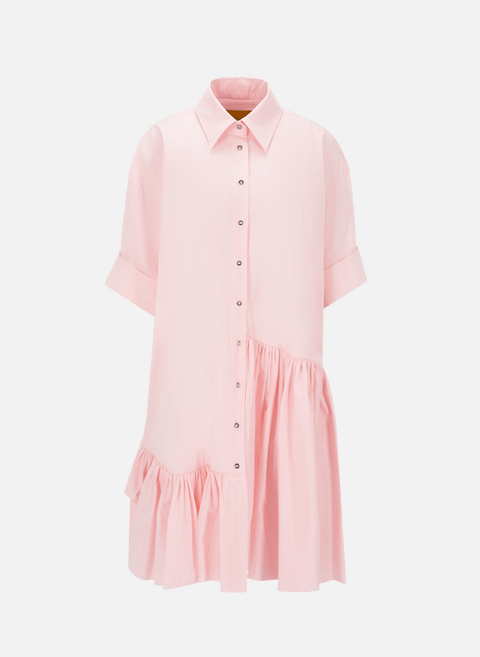 فستان على شكل قميص بكشكش من القطن العضوي باللون الوردي من ماركيس ألميدا 