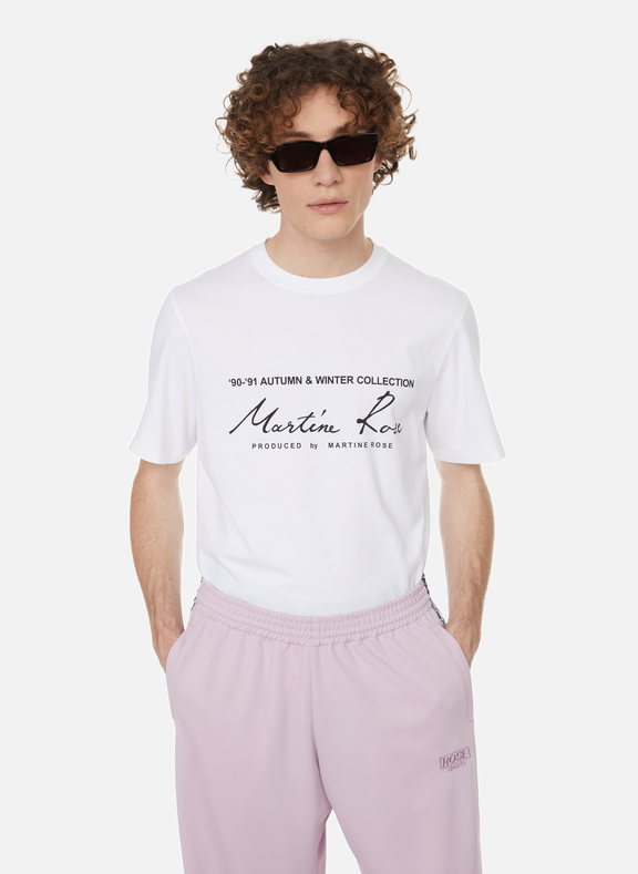 MARTINE ROSE T-shirt à imprimé en coton Blanc