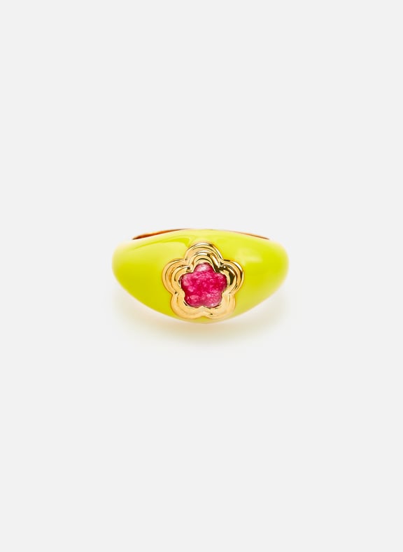 Bague Good Vibes Flower en émail Jaune by MISSOMA MISSOMA Bague Good Vibes Flower en émail Jaune