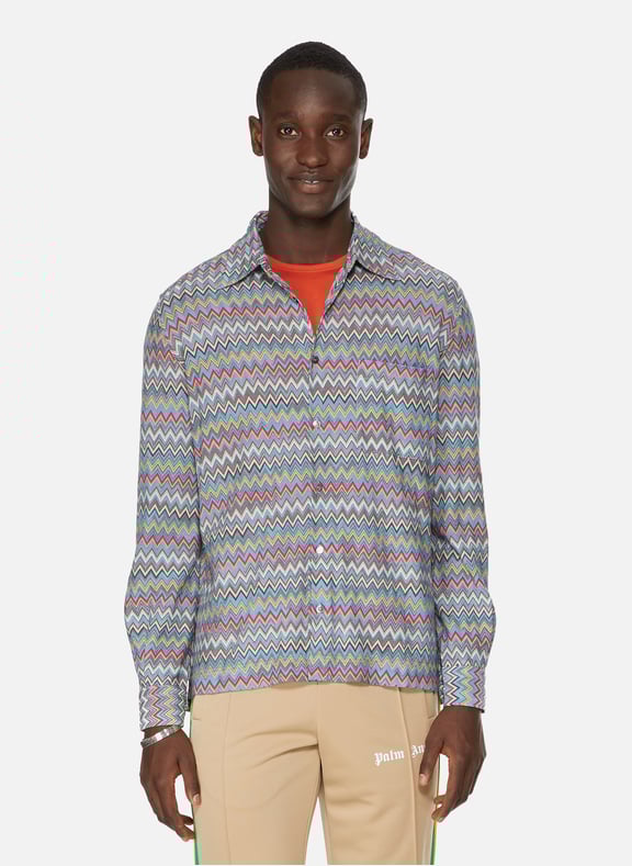 Chemise en mailles crochetées à rayures Multicolore by MISSONI MISSONI Chemise en mailles crochetées à rayures Multicolore