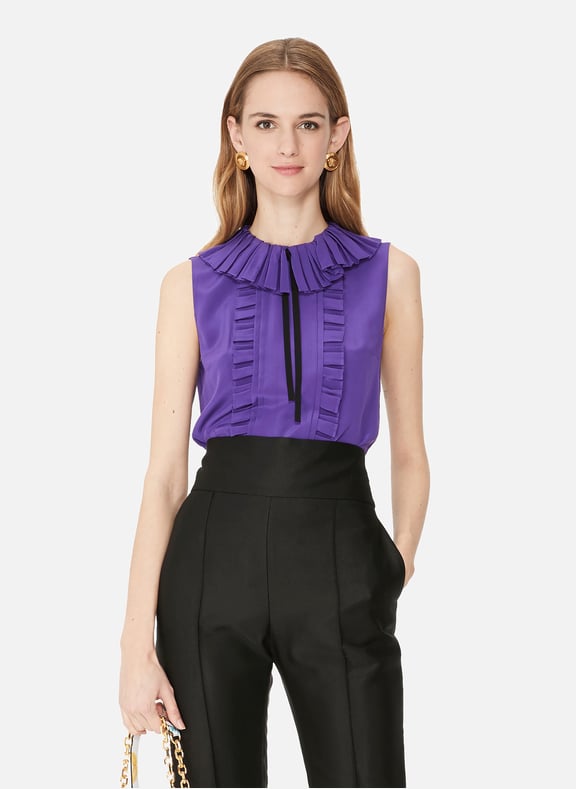 Blouse en crêpe de Chine Violet by MIU MIU MIU MIU Blouse en crêpe de Chine Violet