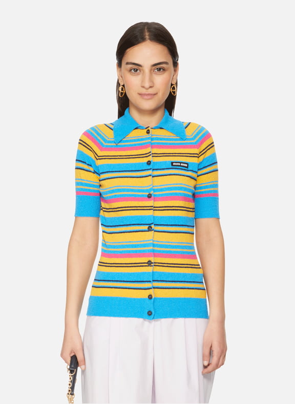 Cardigan multicolore Bleu by MIU MIU MIU MIU Cardigan multicolore Bleu