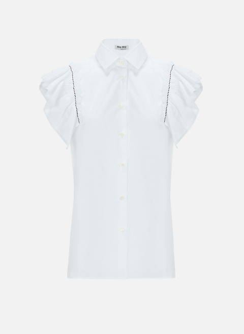 Cotton ruffled sleeve shirt WhiteMIU MIU 