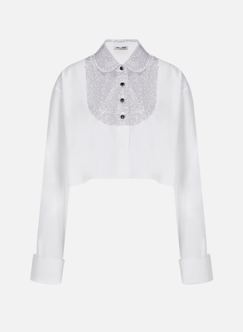 Short cotton poplin shirt WhiteMIU MIU 