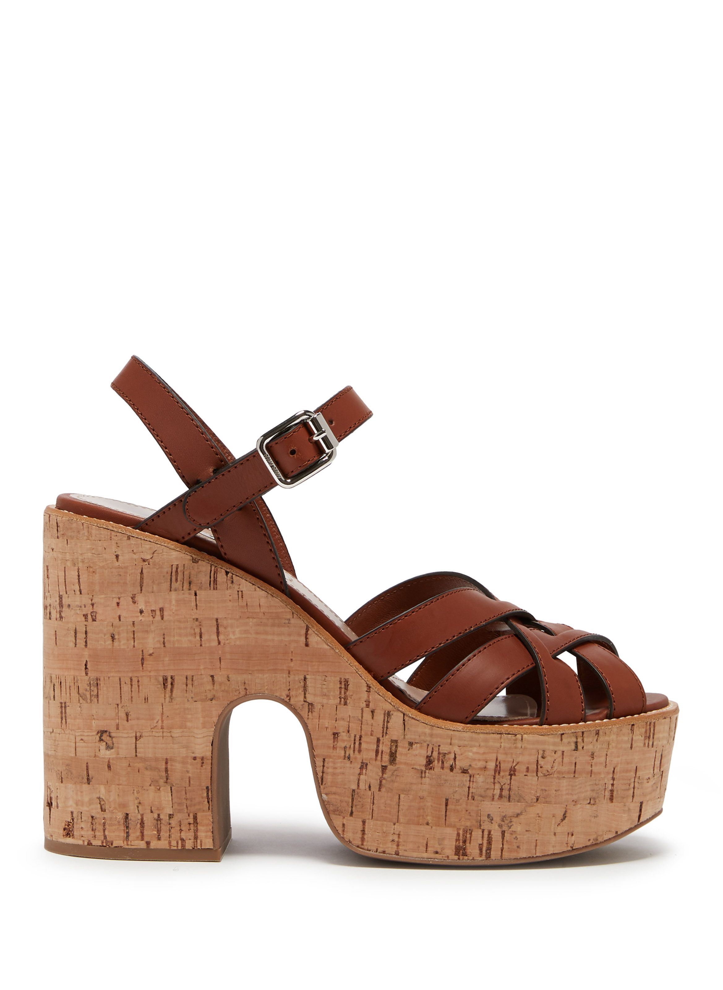 LEATHER WEDGE SANDALS MIU MIU for WOMEN Printemps