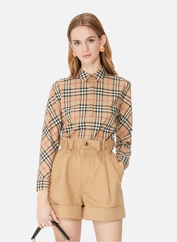 Short taille haute en coton Marron by MIU MIU MIU MIU Short taille haute en coton Marron