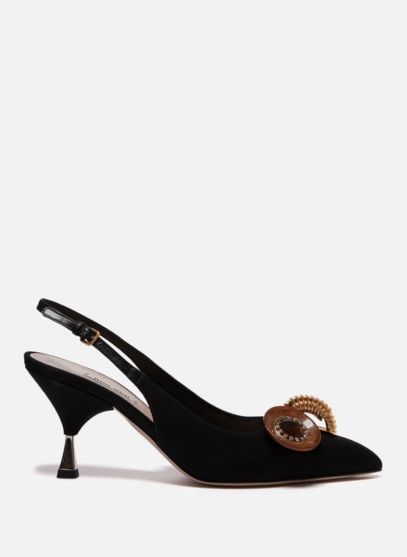 Slingbacks en coton Noir by MIU MIU MIU MIU Slingbacks en coton Noir