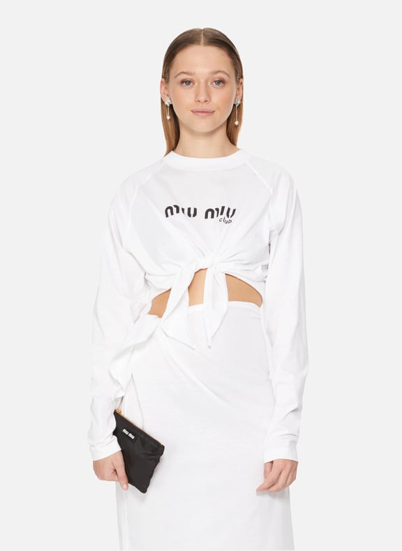 T-shirt à manches longues en jersey Blanc by MIU MIU MIU MIU T-shirt à manches longues en jersey Blanc