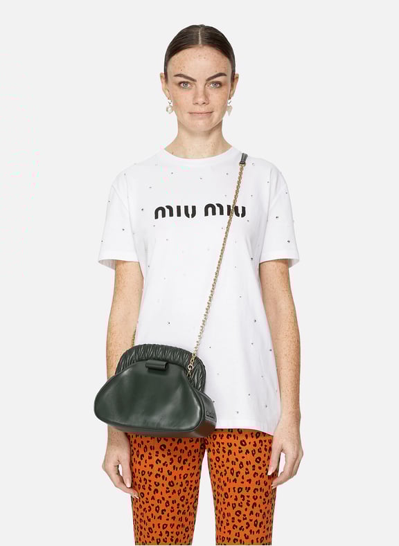 T-shirt Logo en coton Blanc by MIU MIU MIU MIU T-shirt Logo en coton Blanc