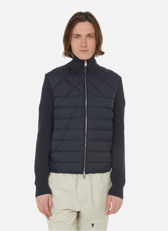 Cardigan bi-matière Bleu by MONCLER MONCLER Cardigan bi-matière Bleu