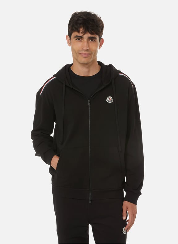 Hoodie zippé à capuche en coton Noir by MONCLER MONCLER Hoodie zippé à capuche en coton Noir