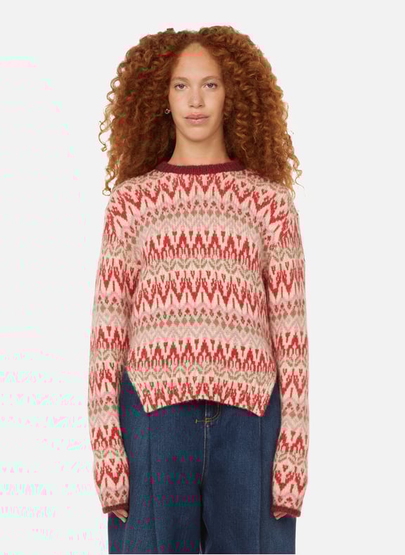 Pull Girocollo en alpaga mélangé Rose by MONCLER MONCLER Pull Girocollo en alpaga mélangé Rose