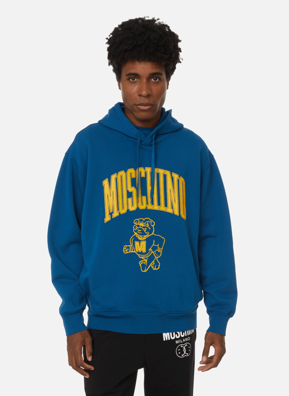 MOSCHINO Hoodie à logo en coton Bleu