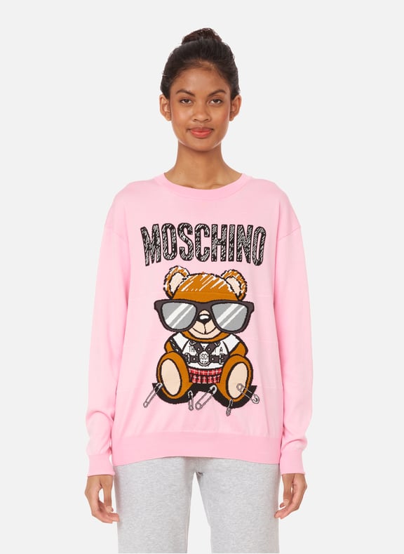 Pull imprimé en coton Rose by MOSCHINO MOSCHINO Pull imprimé en coton Rose